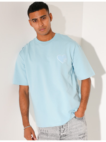 T-shirt coeur brodé