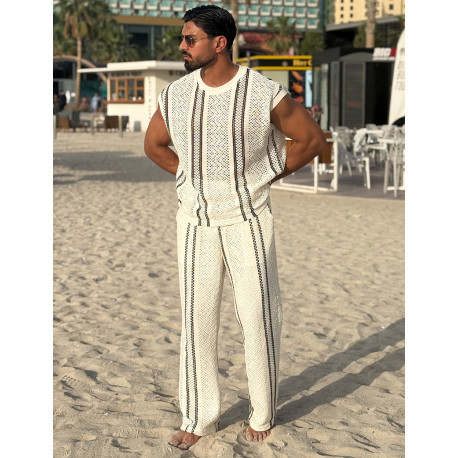 Ensemble ajouré pantalon et t-shirt sans manches
