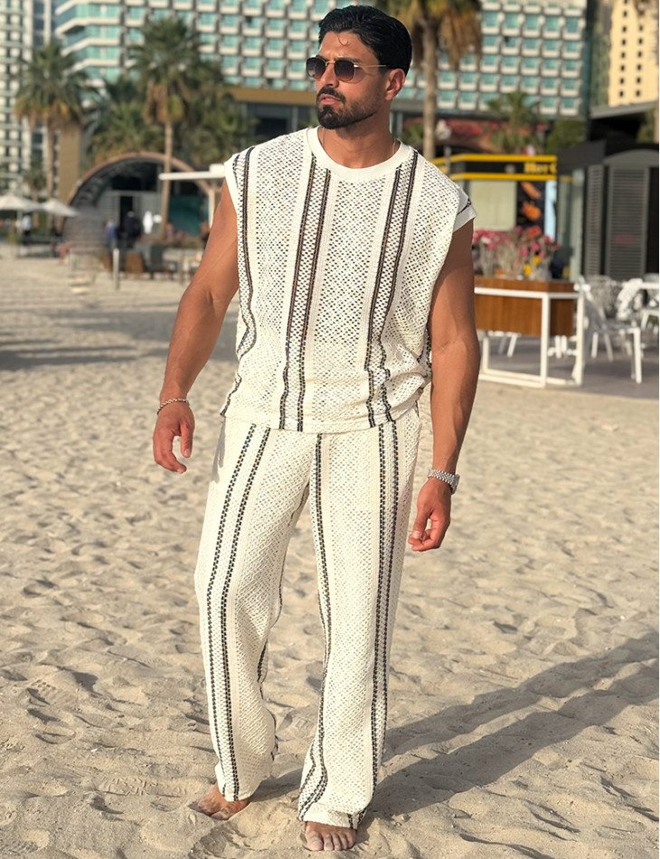 Ensemble ajouré pantalon et t-shirt sans manches