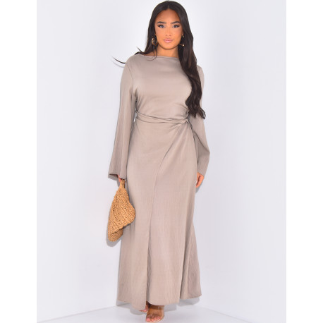 Robe longue en lin à nouer à la taille