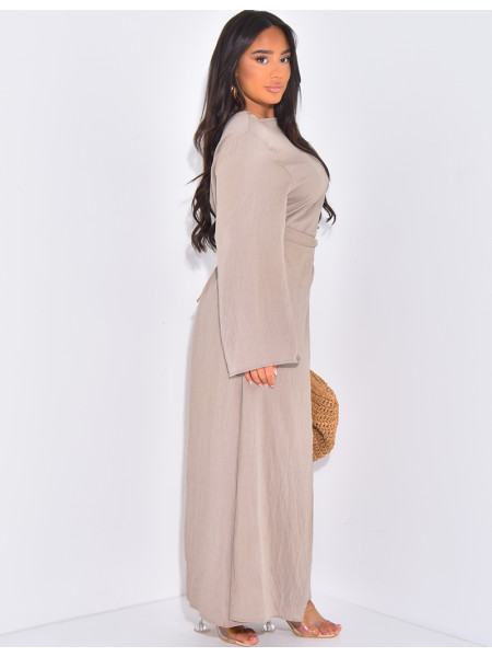 Robe longue en lin à nouer à la taille