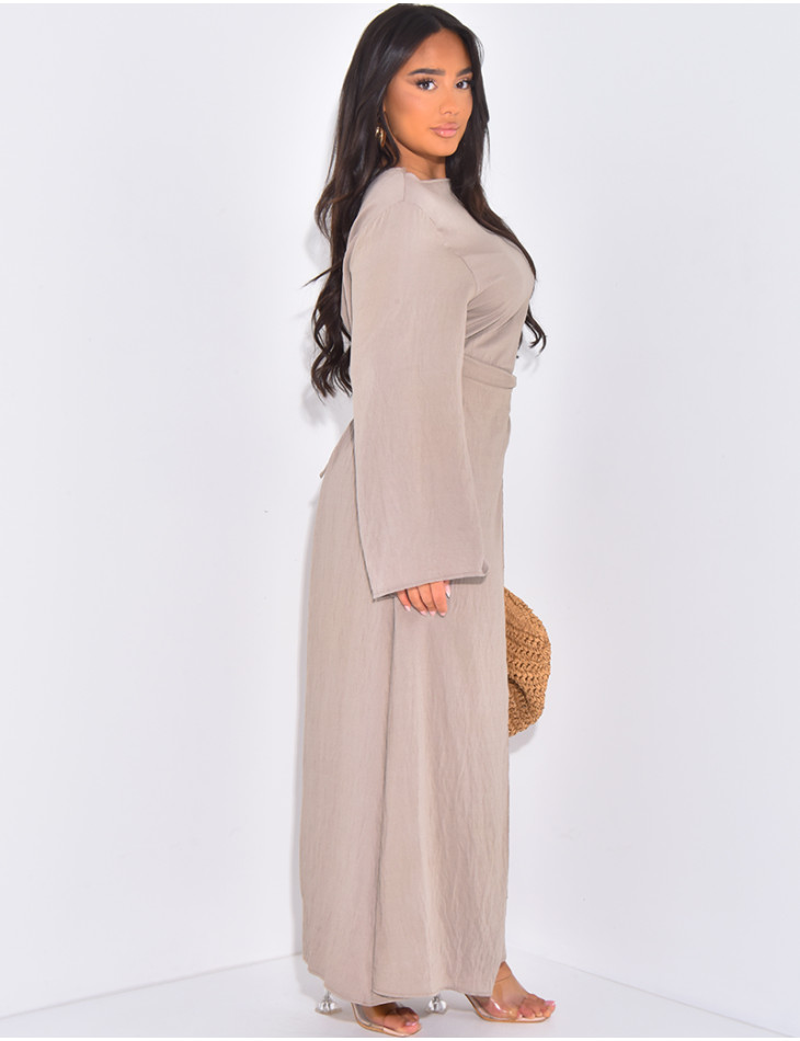 Robe longue en lin à nouer à la taille