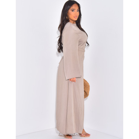 Robe longue en lin à nouer à la taille