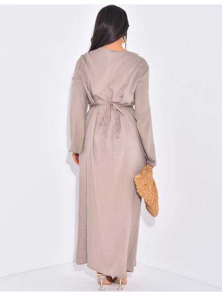 Robe longue en lin à nouer à la taille