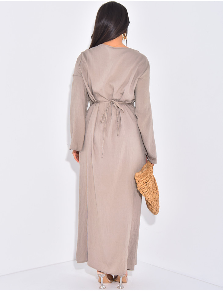 Robe longue en lin à nouer à la taille