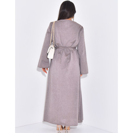 Langes Leinenkleid zum Binden in der Taille