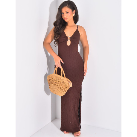 Robe d'été moulante à bijoux au col