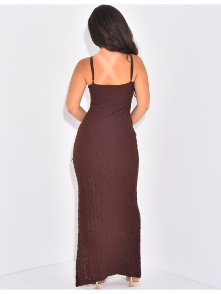 Body-hugging summer dress with jewelled collar