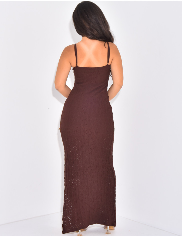 Body-hugging summer dress with jewelled collar