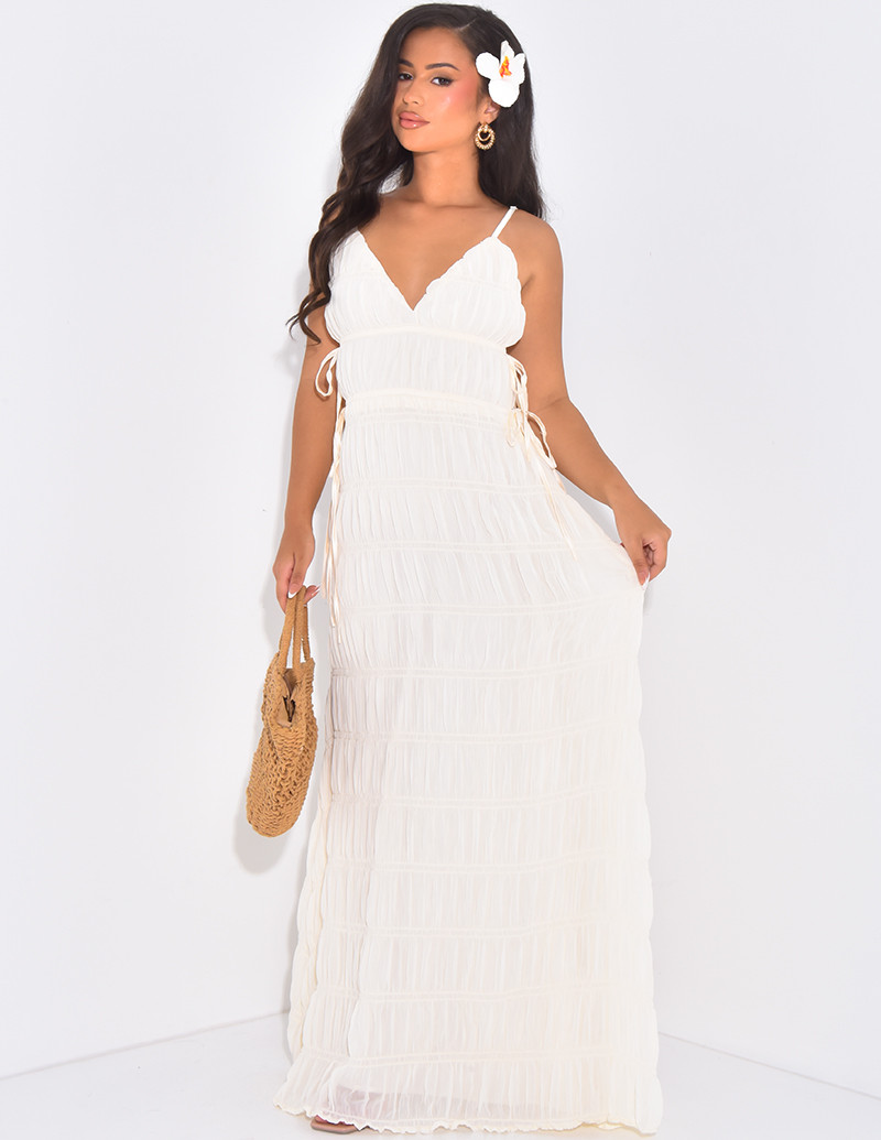 Gerafftes Kleid mit dünnen...