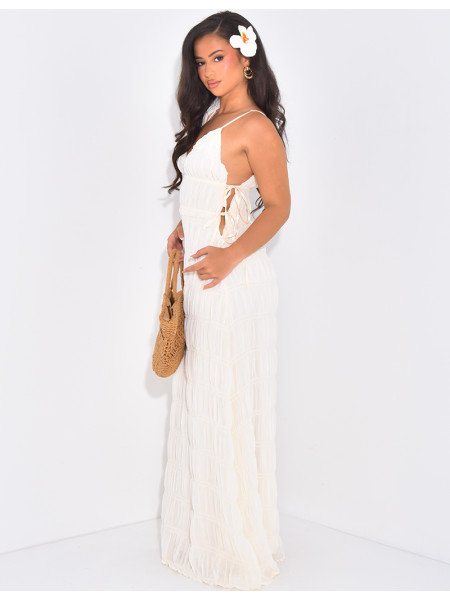 Gerafftes Kleid mit dünnen Trägern