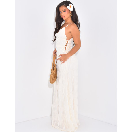 Gerafftes Kleid mit dünnen Trägern