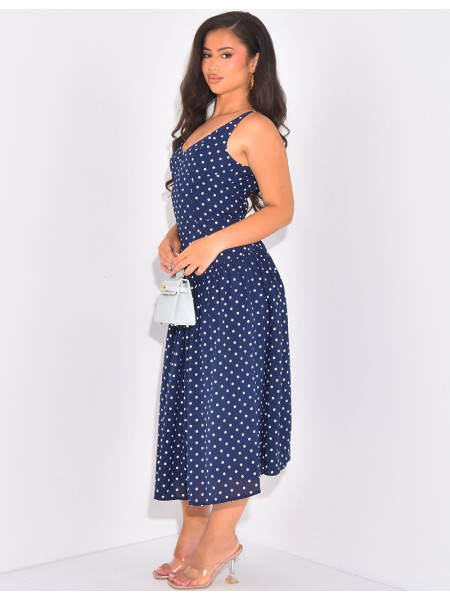 Dress with thin straps and polka dots