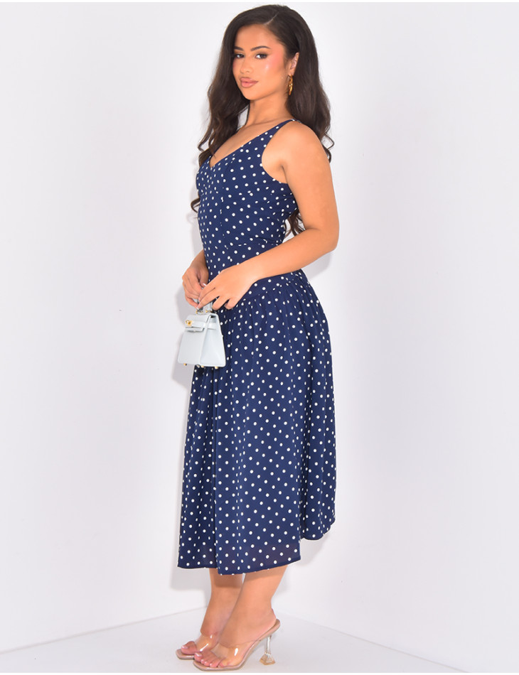 Dress with thin straps and polka dots