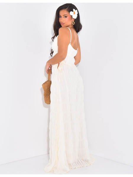 Gerafftes Kleid mit dünnen Trägern