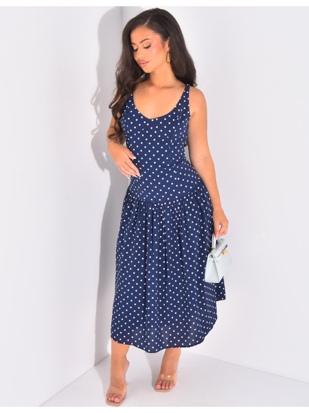 Dress with thin straps and polka dots
