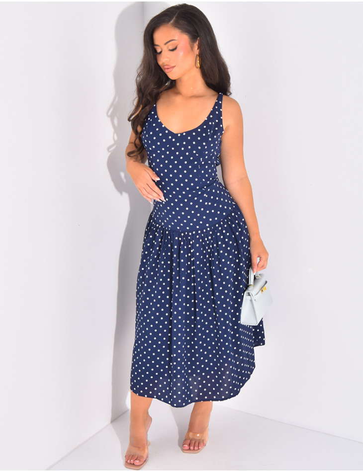 Dress with thin straps and polka dots