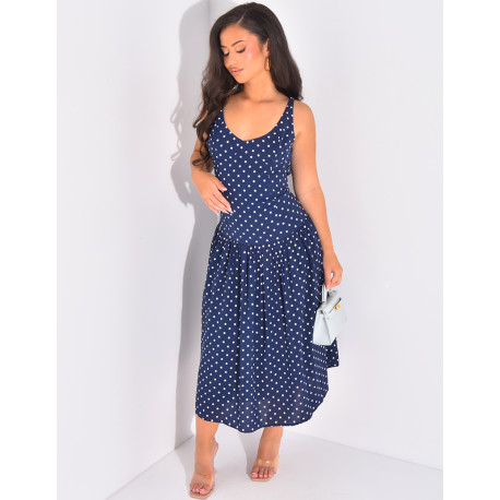 Dress with thin straps and polka dots