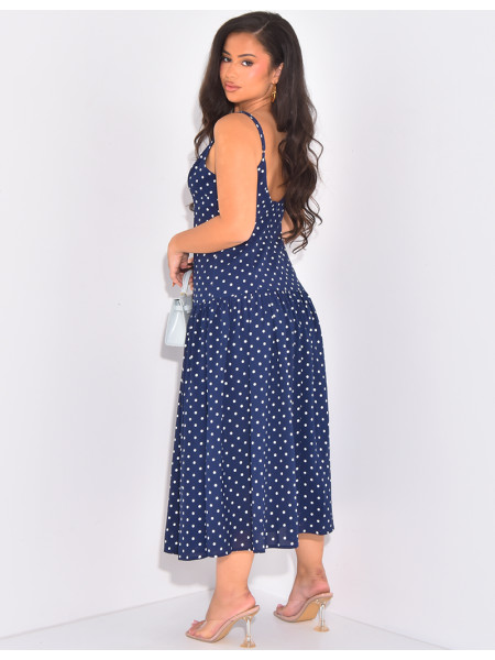 Dress with thin straps and polka dots