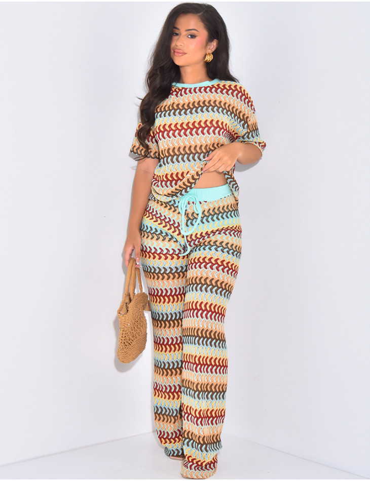 Ensemble top et pantalon en crochet
