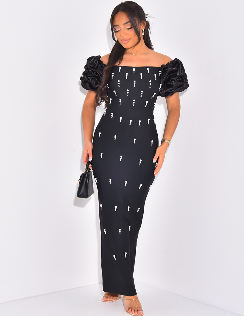 Langes Kleid mit Perlen &...