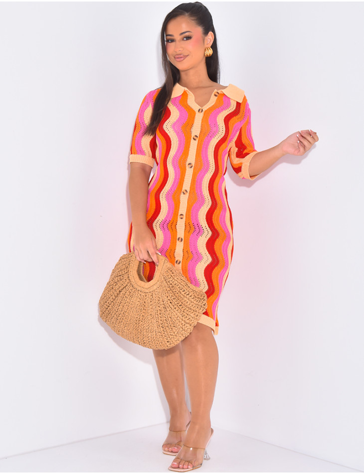 Robe de plage mi-longue en crochet