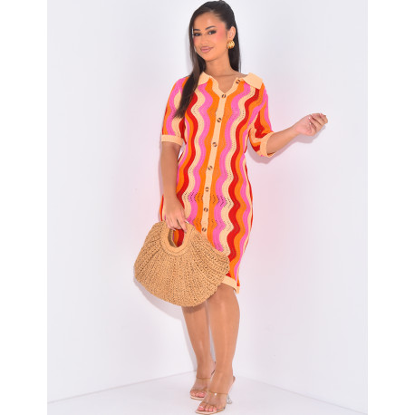 Robe de plage mi-longue en crochet