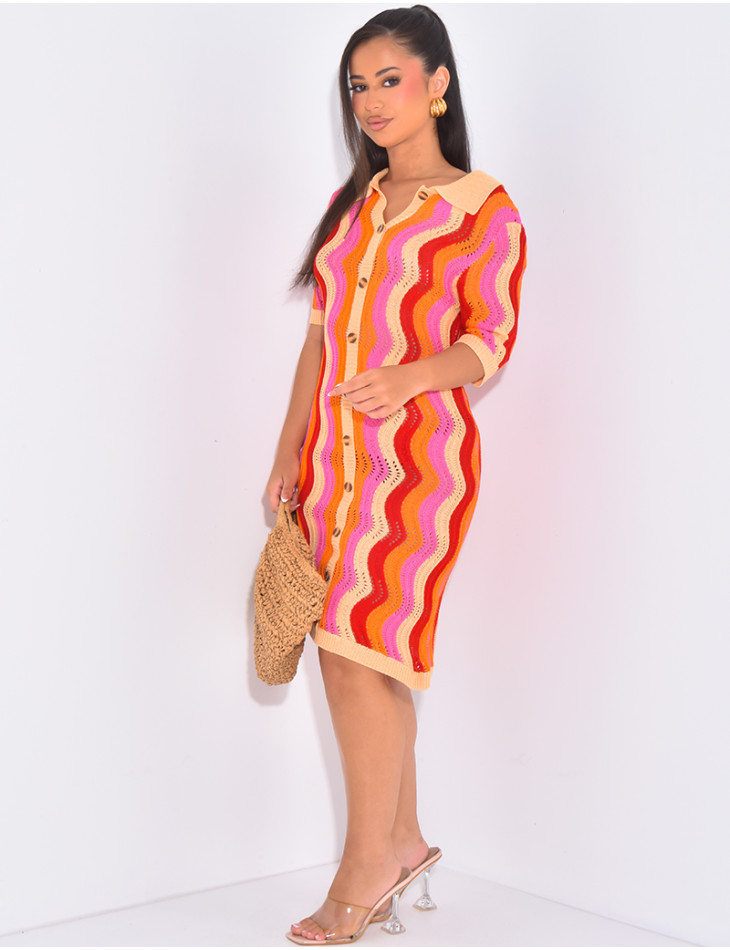 Robe de plage mi-longue en crochet