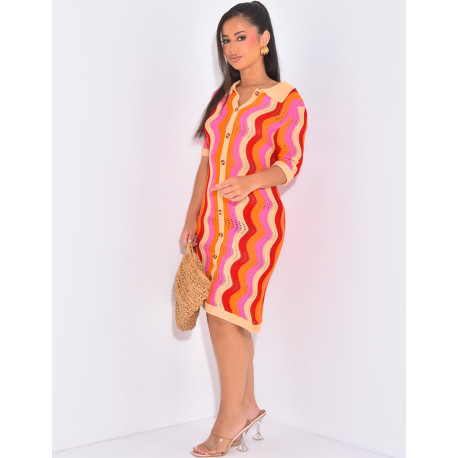 Robe de plage mi-longue en crochet