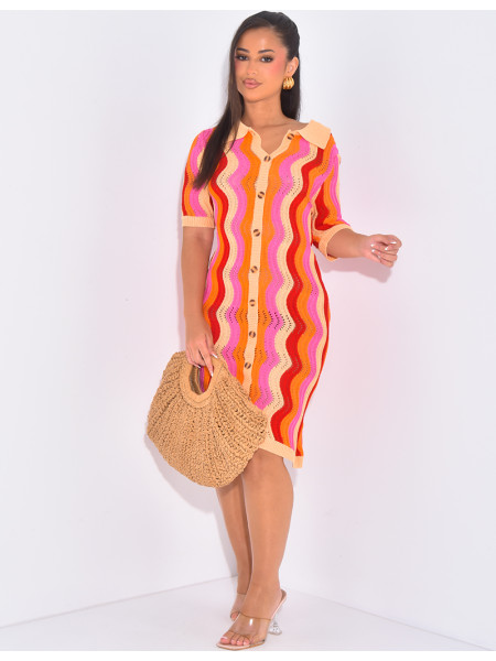 Robe de plage mi-longue en crochet