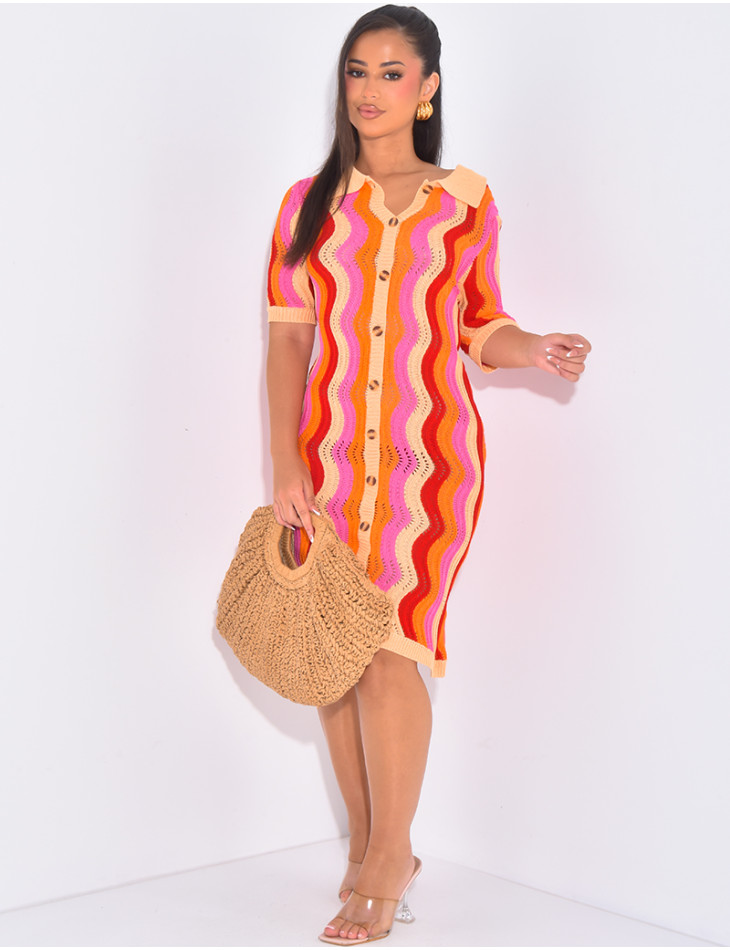 Robe de plage mi-longue en crochet