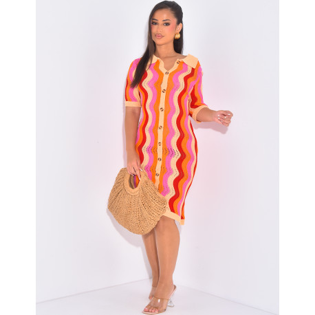 Robe de plage mi-longue en crochet