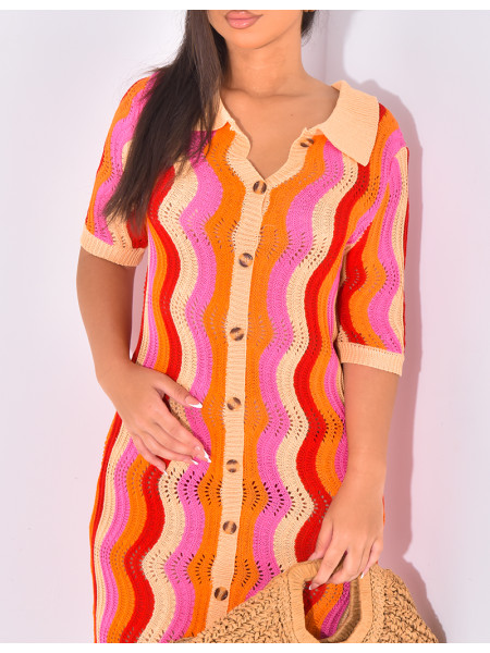 Robe de plage mi-longue en crochet