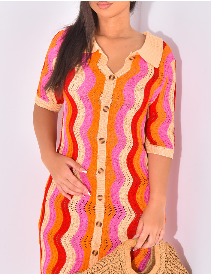 Robe de plage mi-longue en crochet