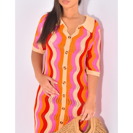 Robe de plage mi-longue en crochet