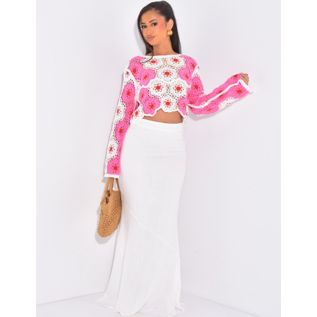 Top en crochet à motifs