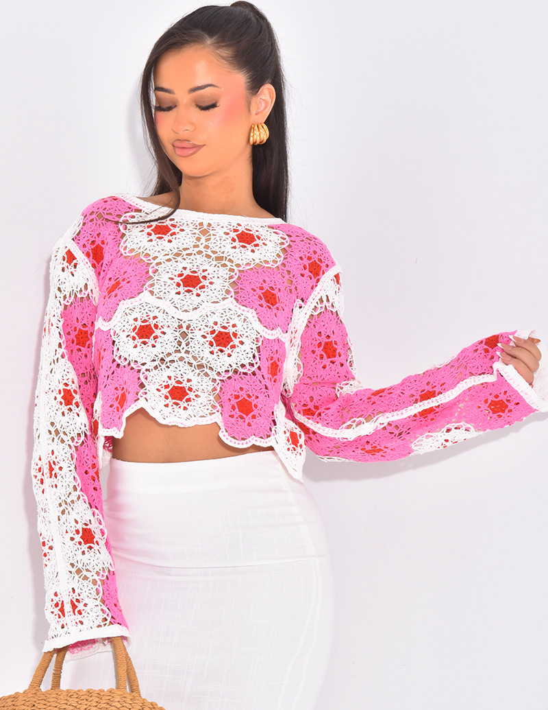 Top en crochet à motifs