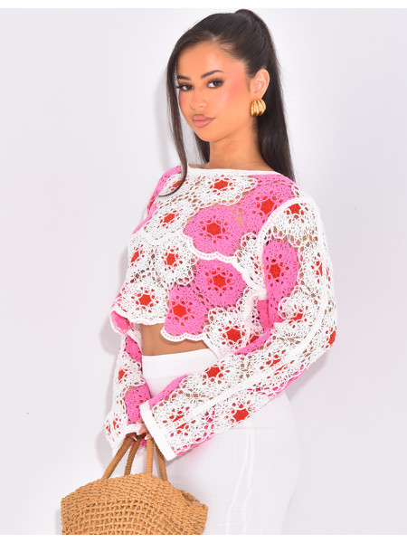 Top en crochet à motifs