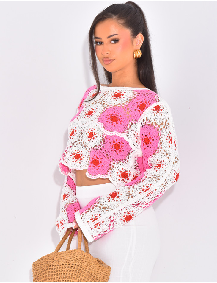 Top en crochet à motifs