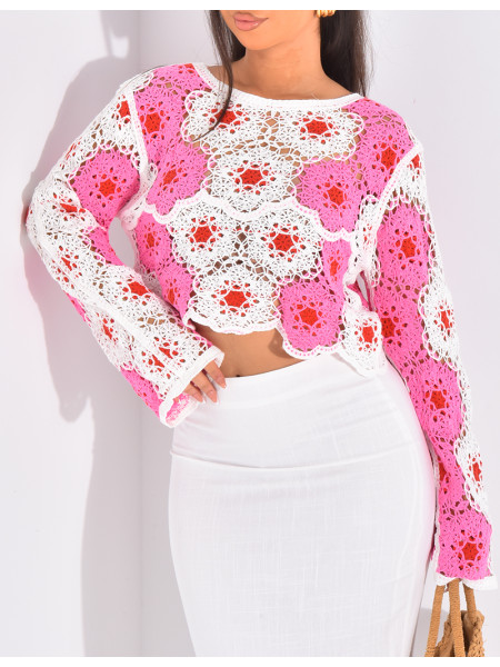 Top en crochet à motifs