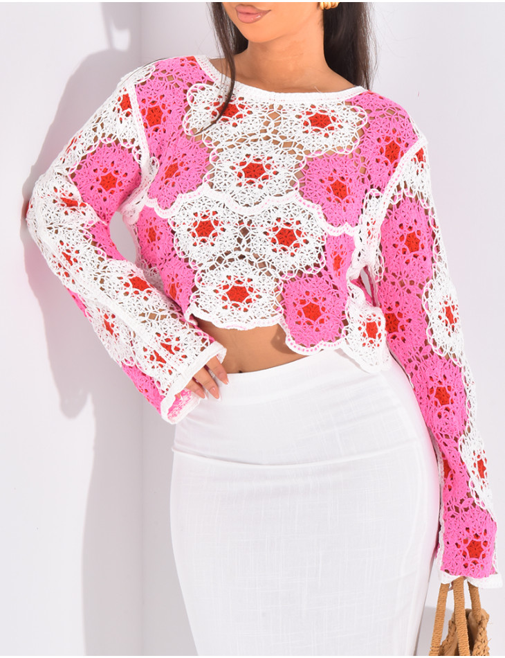 Top en crochet à motifs