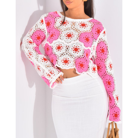 Top en crochet à motifs