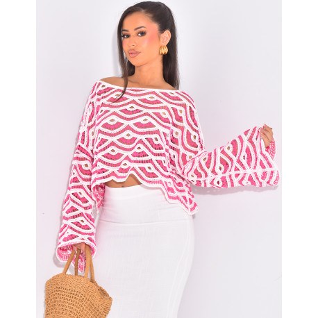 Openwork crochet crop top