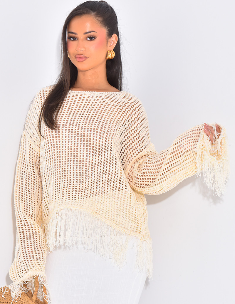 Top ajouré effet crochet à...