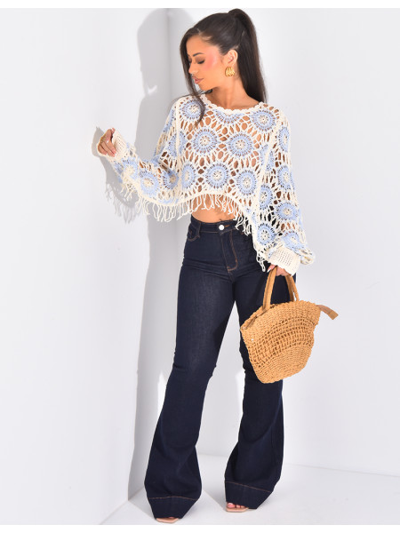 Flared Jeans in Rohblau mit hoher Taille