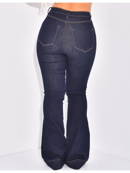 Flared Jeans in Rohblau mit hoher Taille