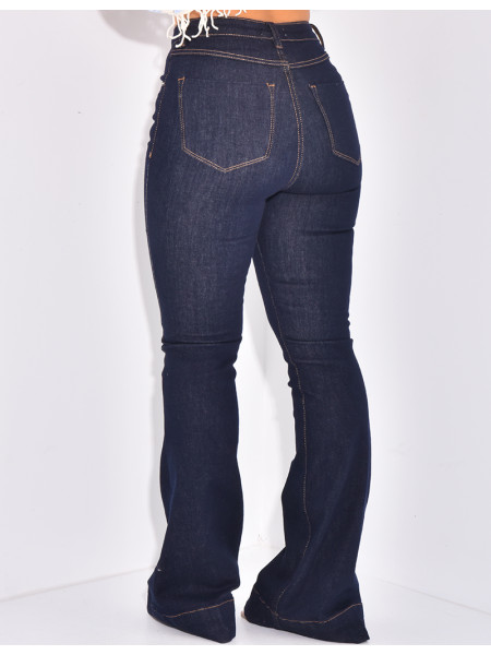 Flared Jeans in Rohblau mit hoher Taille