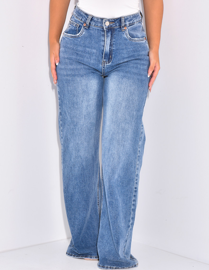 Jeans coupe large en tissu...