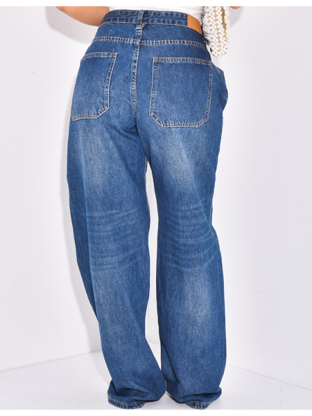 Raw Blue Jeans, gerader Schnitt, verstellbar