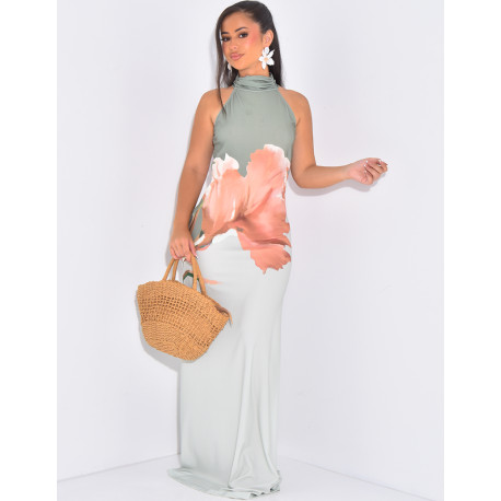 Robe longue sans manches à fleurs